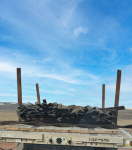 coil from a fishing job on a truck bed